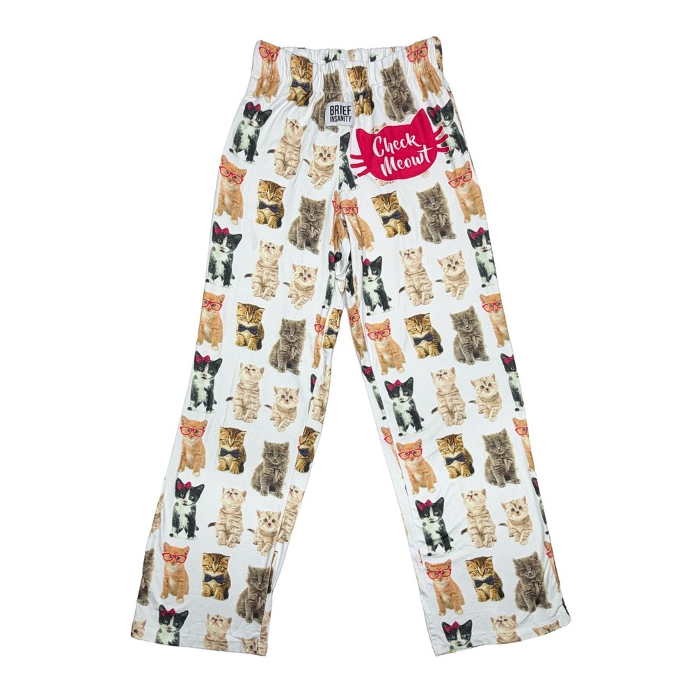 Brief Insanity Check Meowt Cat Pajama Pants Women's Medium Sleepwear Lounge Wear